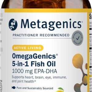 Metagenics OmegaGenics Omega-3 Fish Oil 1000mg EPA DHA -High Potency Omega 3 Supplement for Heart, Brain & Joint Health-Sustainably Sourced- 120 Softgels