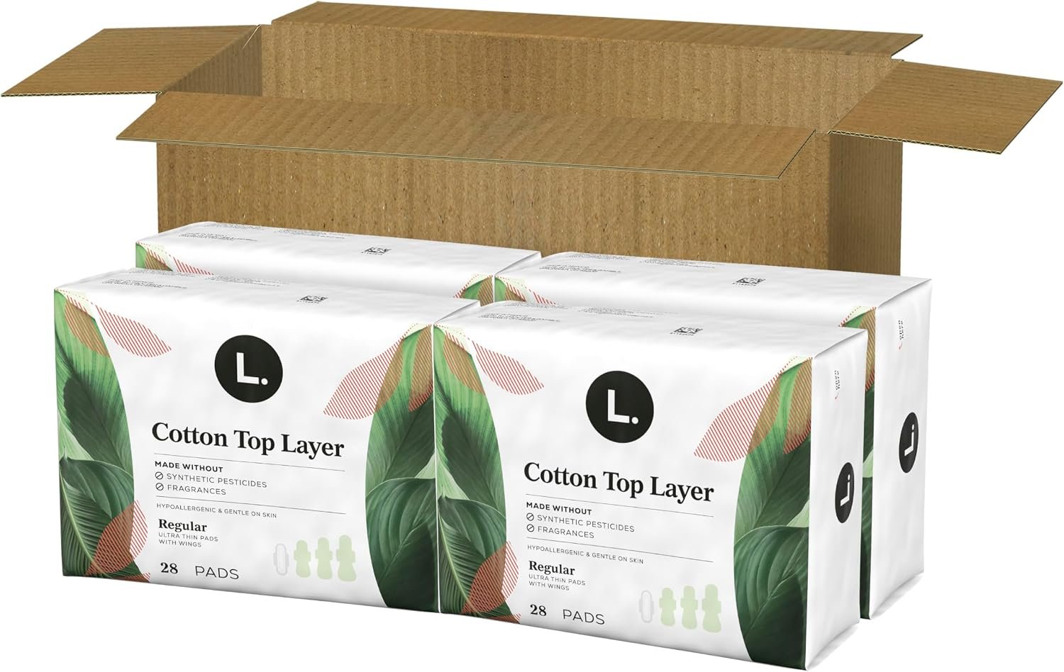 L. Ultra Thin Pads for Women, Regular Absorbency, Organic Cotton Top Layer, Unscented Pads with Wings, 112 Count (4 Packs of 28) - Image 12