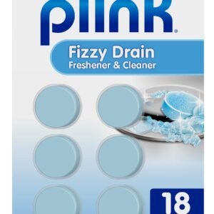 Plink Fizzy Drain Cleaner and Freshener, Prevents Drain Clogs and Buildup, Removes Odors from Bathroom and Kitchen Sinks, Septic-Friendly, Made in the USA, Lemon Scent, 18 Tablets