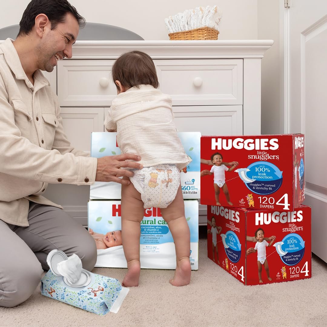 Huggies Natural Care Cucumber, Aloe and Vitamin E Baby Wipes, Hypoallergenic, Scented, 3 Flip-Top Packs (168 Wipes Total), Packaging May Vary - Image 9