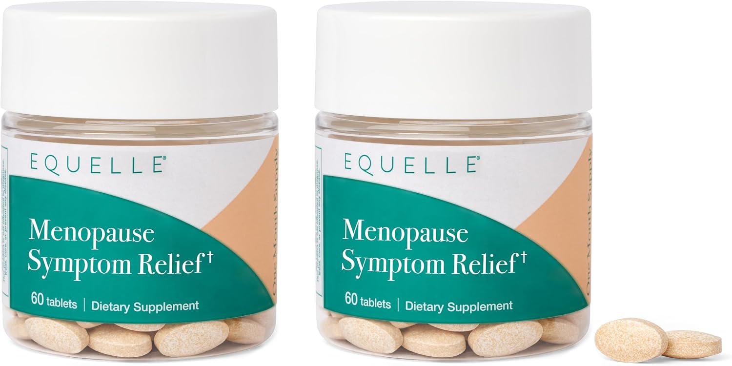 EQUELLE Multi-Symptom Perimenopause & Menopause Relief Relief from Hot Flashes, Muscle Aches & Supports More Sleep. Hormone-Free, Plant-Based S-Equol – 2 Month Supply (120 Tablets)