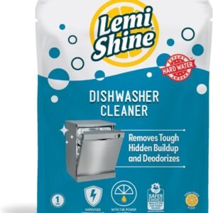 Lemi Shine Natural Dishwasher Cleaner – Hard Water Citric Acid Cleaning Powder – Lemon Scented Eco-Friendly Dishwasher Cleaner & Deodorizer – 1.76 oz