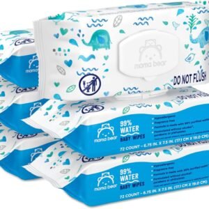 Amazon Brand – Mama Bear 99% Water Baby Wipes, Hypoallergenic, Fragrance Free,72 Count (Pack of 6)