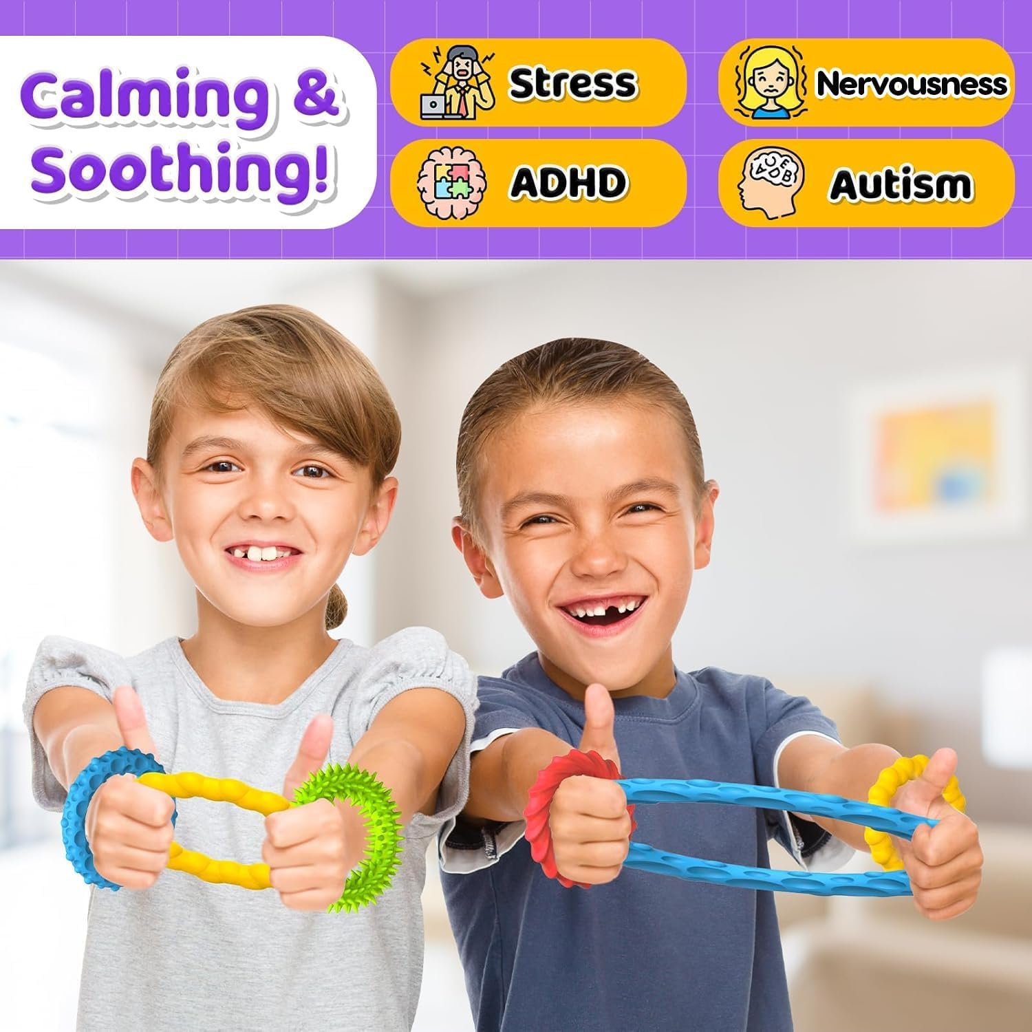 Sensory Toys Fidgets for Kids Adults - 4 Pack Stretchy Fidget Toys Bracelets | Texture & Calming Autism Sensory Toys for Special Needs Autistic Children Classroom Fidgets| Squishy Fidgets Travel Gifts - Image 5