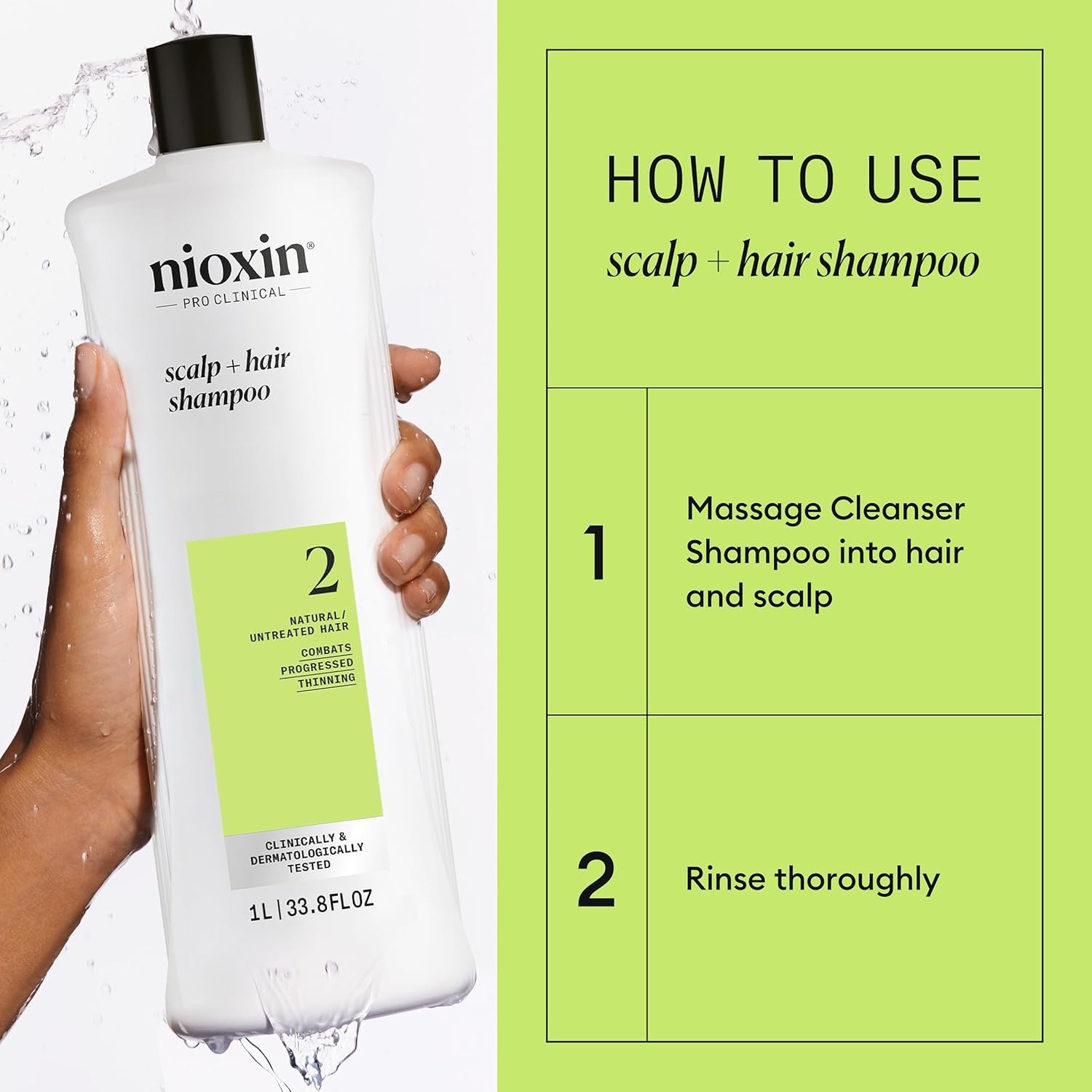 Nioxin System 2 Scalp + Hair Thickening Shampoo for Natural Hair with Progressed Thinning | Cleanse & Boost Hair Density with Niacinamide & Biotin - Image 6