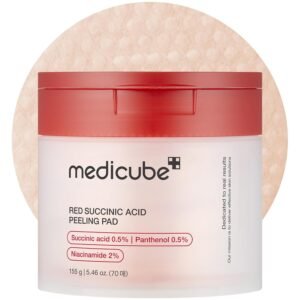 medicube Toner Pads Red Succinic Acid Panthenol Facial Peeling Pad | Exfoliating Toner Pad for Breakout-Prone Skin | Niacinamide, AHA, BHA, and Soothing Panthenol – Non-Comedogenic, 70 Pads (1 Pack)