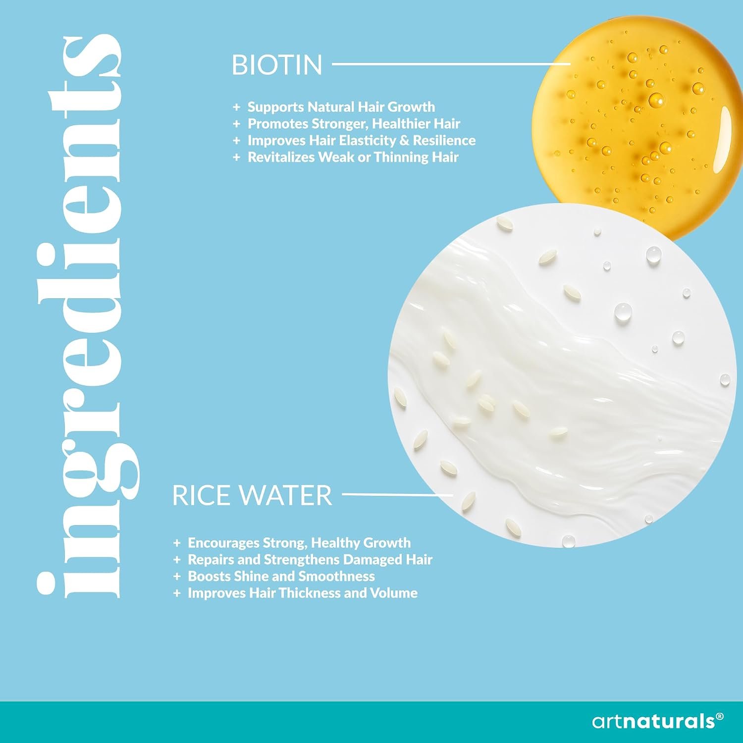Biotin Rice Water Shampoo and Conditioner Set - Sulfate-Free Formula – Dual Bottle - Made with Collagen, Keratin, and Jojoba to Promote Strength, Shine, and Growth 16 Fl Oz 2 PK - Image 5