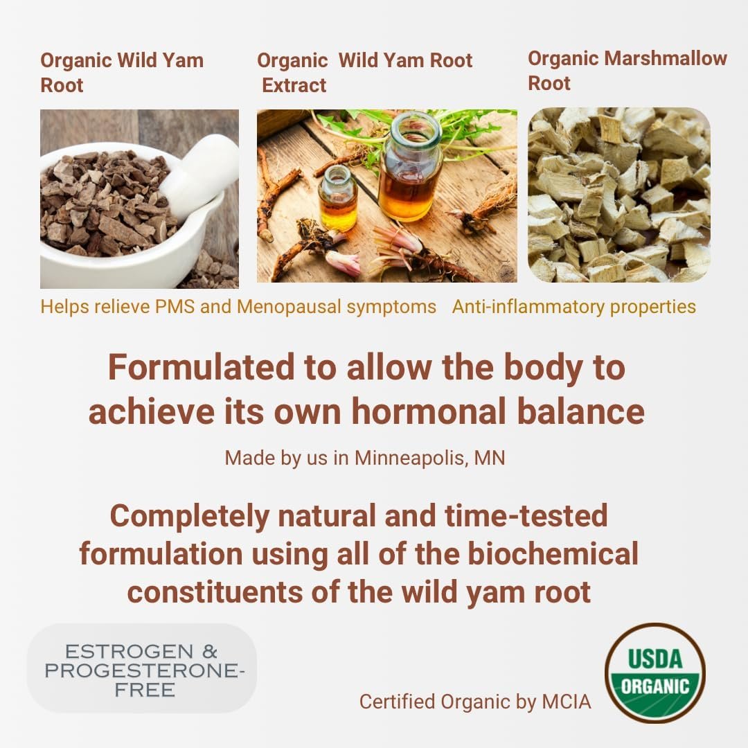 Indian Meadow Herbals Wild Yam Root Cream (2oz) - USDA Certified Organic Balancing Cream for PMS & Menopause Relief - Estrogen & Progesterone-Free. Woman-owned & Operated Since 1994. - Image 5