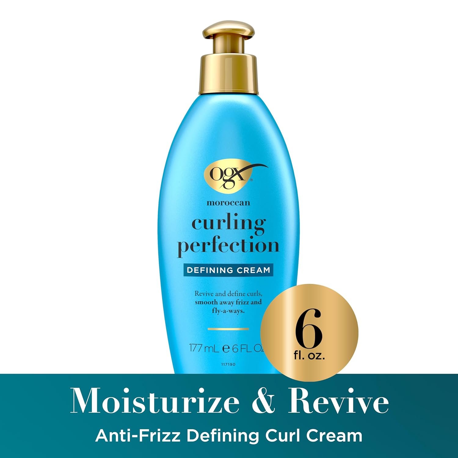 OGX Argan Oil of Morocco Curl-Defining Styling Cream, Anti-Frizz Curl Cream for Curly Hair & All Textures, Cold-Pressed Argan Oil, Paraben-Free, Sulfate-Free Surfactants, Curly Hair Products, 6 oz - Image 2