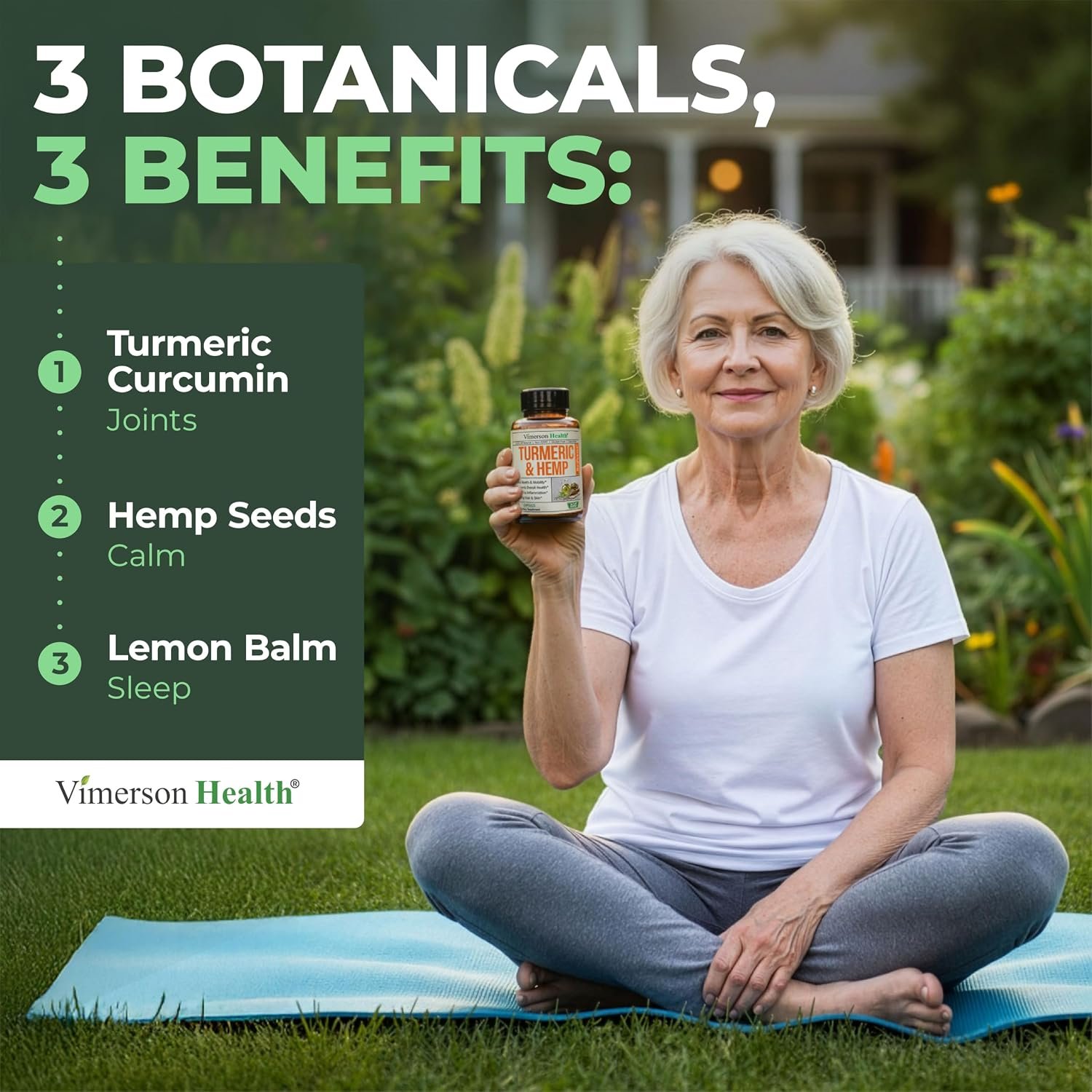 Turmeric Curcumin Supplement with Hemp Seeds & Lemon Balm Extract – Joint Health & Mobility – Calm Mood & Restful Sleep – with Black Pepper for Absorption – Joint Supplement for Men & Women - 2 Pack - Image 6