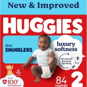 Huggies Size 2 Diapers, Little Snugglers Baby Diapers, Size 2 (12-18 lbs), 84 Count, Packaging May Vary
