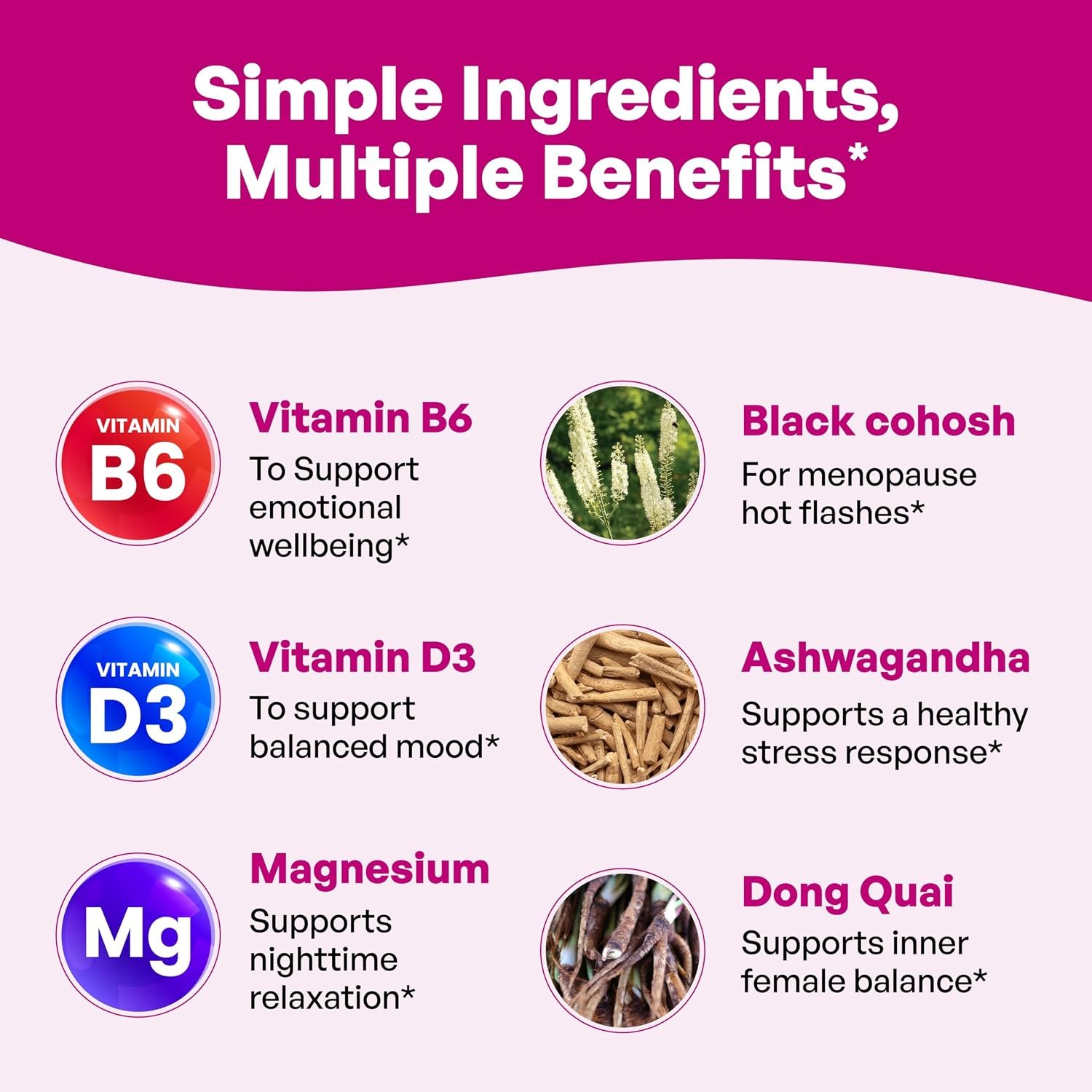 Complete Menopause Support Supplement For Women | With Ashwagandha, Black Cohosh, Dong Quai & Muira Puama | Helps Easing Hot Flashes Night Sweats Mood Swings Hormone Balance & Harmony | 120 Capsules - Image 8