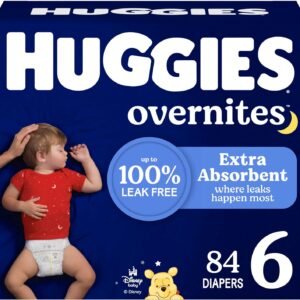Huggies Size 6 Overnites Baby Diapers: Overnight Diapers, Size 6 (35+ lbs), 84 Ct (2 Packs of 42), Packaging May Vary