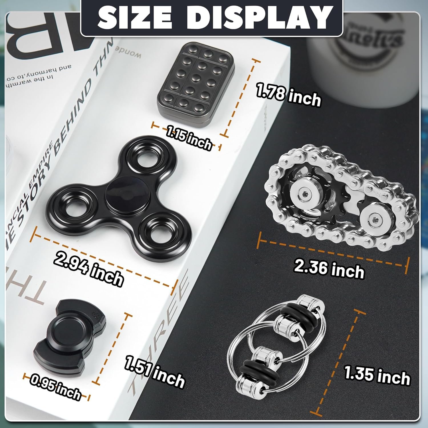 5 Pcs Fidget Toys Adults & Teen Metal Fidgets Spinner for Teens Boys Magnetic Slider Cool Gadgets Office Desk Toy Stress Relief Sensory Items Figette for Classroom Autism ADHD Anxiety Gifts - Image 2