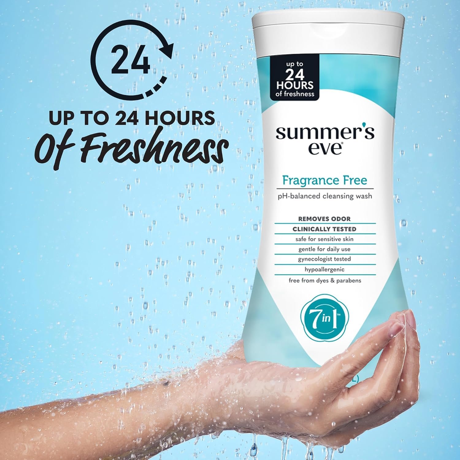 Summer's Eve Fragrance Free All-Over Feminine Wash, Gentle pH-Balanced Body Wash for Women, Removes Vaginal Odor, 15 Fl Oz - Image 2