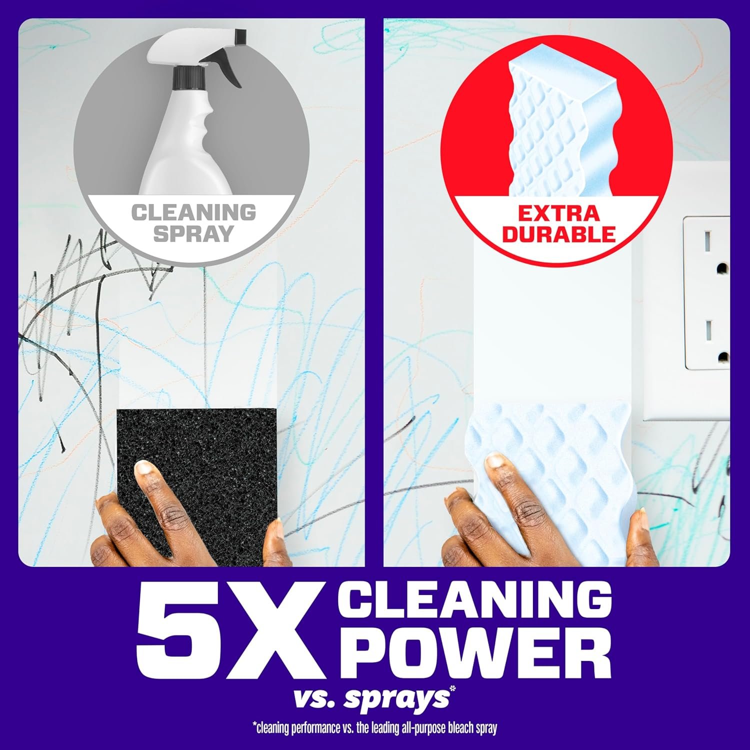Mr. Clean Magic Eraser Sponge, All Purpose Cleaner, Cleaning Scrubber, Wall, Sneaker, Kitchen, Bathroom, Shower Cleaning Supplies, Melamine Sponge, Cleaning Pads, Whole Home Extra Durable, 12ct - Image 4