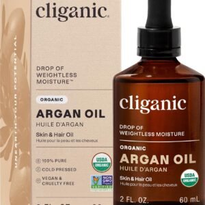 Cliganic Organic Argan Oil, 100% Pure – for Hair, Face & Skin | Cold Pressed Carrier Oil