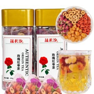 Rose Longon Jujube Goji Berry Tea Chinese Herbal Tea for Women Five Treasues Formula Tea Jujube Red Date,wolfberry,Longan,Rose No addition Caffeine Free 160g/5.65oz