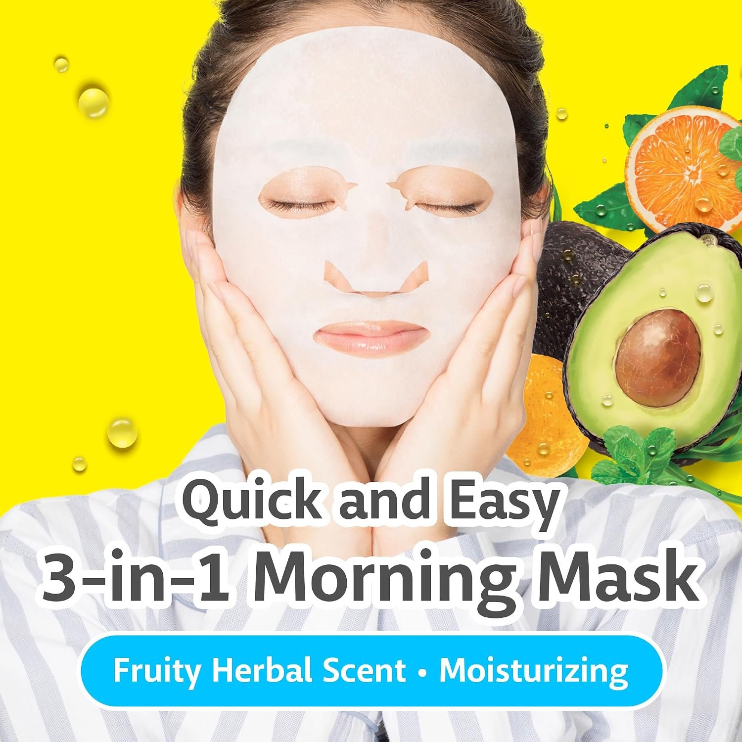 Saborino Morning Moist Facial Sheet Mask, Japanese 1-Minute Face Mask for Prep & Hydrate, All-in-One Skincare, Fruity Herbal Scent, 32 Sheets - Image 2