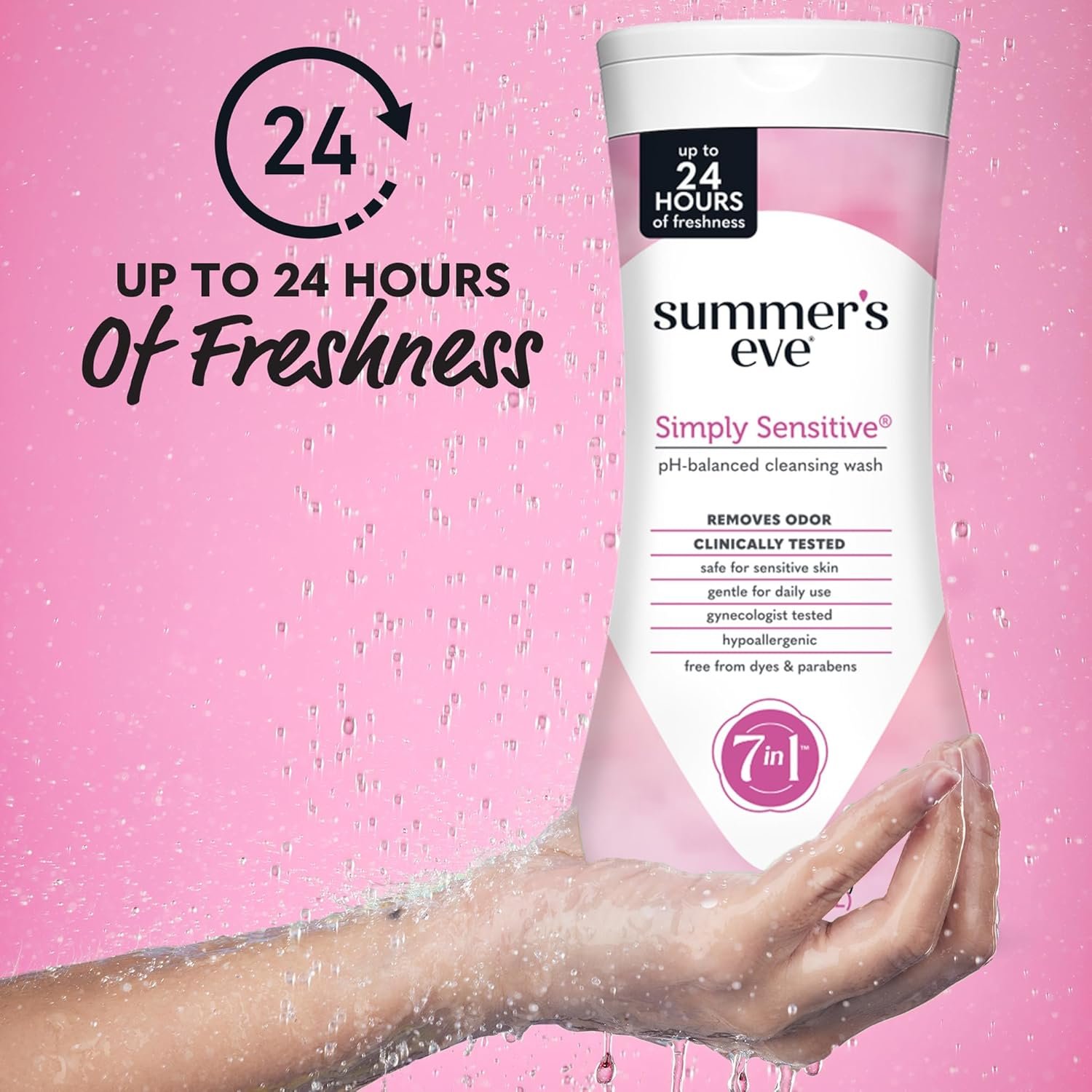 Summer’s Eve Simply Sensitive All-Over Daily Feminine Wash, Gentle pH-Balanced Body Wash for Women, Feminine Care to Remove Vaginal Odor, Gynecologist Tested, 15 Fl Oz, Pack of 3 - Image 3