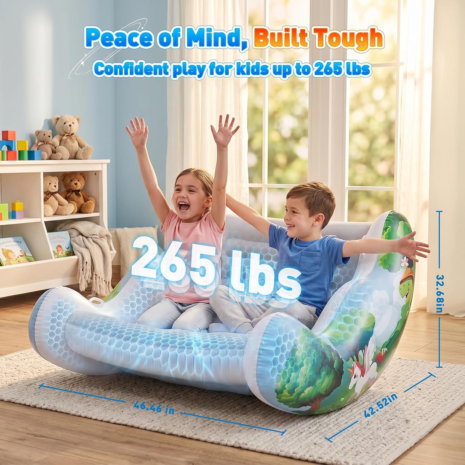 Sensory Chair for Kids, Inflatable Rocking Chair for Kids with Autism & ADHD, Air Cloud Rocker for Toddler as 3 4 5 6 7 8 Year Old Boy Girl Gifts, Autism Sensory Products Training Body Coordination - Image 3