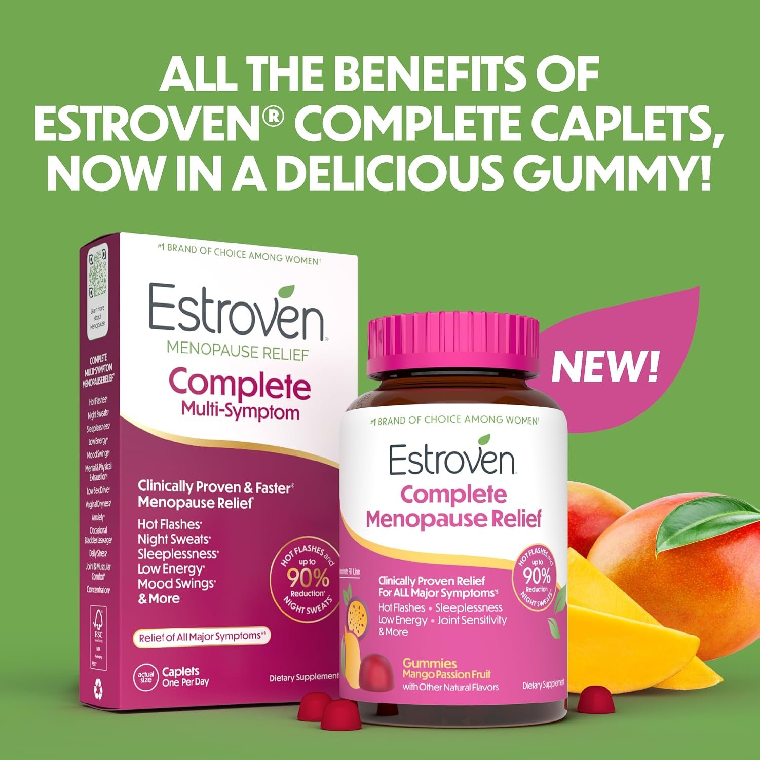 Estroven® Complete Menopause Relief Gummies for Women Mango Passionfruit Flavor, 30 Count, Hormone Free and Drug Free Daily Supplement for Hot Flashes and Night Sweats - Image 7