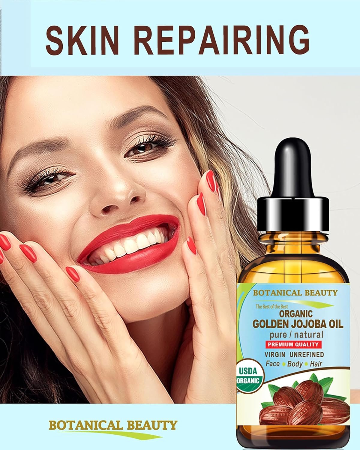 Botanical Beauty Organic JOJOBA OIL 100% Pure Natural VIRGIN UNREFINED Cold-Pressed Carrier Oil 0.5 Fl oz 15 ml for Face, Skin, Body, Hair, Lip, Nails. Rich in Vitamin E, Omega 6, Omega 9 - Image 5