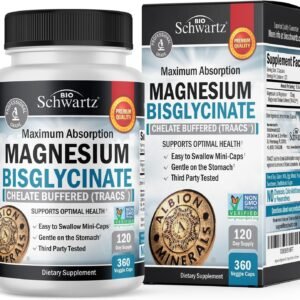 Magnesium Bisglycinate Chelated Supplement – High Absorption Magnesium Glycinate Supplement for Women and Men – Sleep, Muscle, Bone & Joint Support – Non-GMO, Non-Laxative Chelate – 360 Capsules