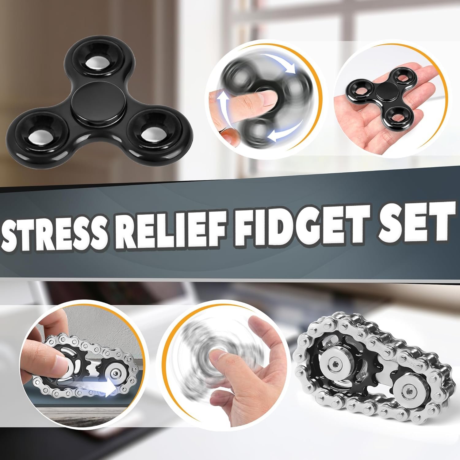 5 Pcs Fidget Toys Adults & Teen Metal Fidgets Spinner for Teens Boys Magnetic Slider Cool Gadgets Office Desk Toy Stress Relief Sensory Items Figette for Classroom Autism ADHD Anxiety Gifts - Image 4
