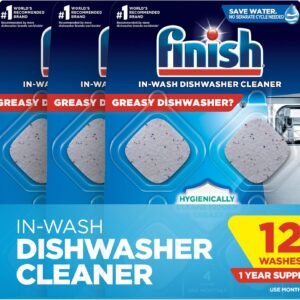 Finish Dishwasher Cleaner Tablets, Deep Cleans Hidden Grease & Grime, Fights Odors, No Extra Wash Cycle, Helps Maintain Dishwasher, 12 Month Supply, 12 Count