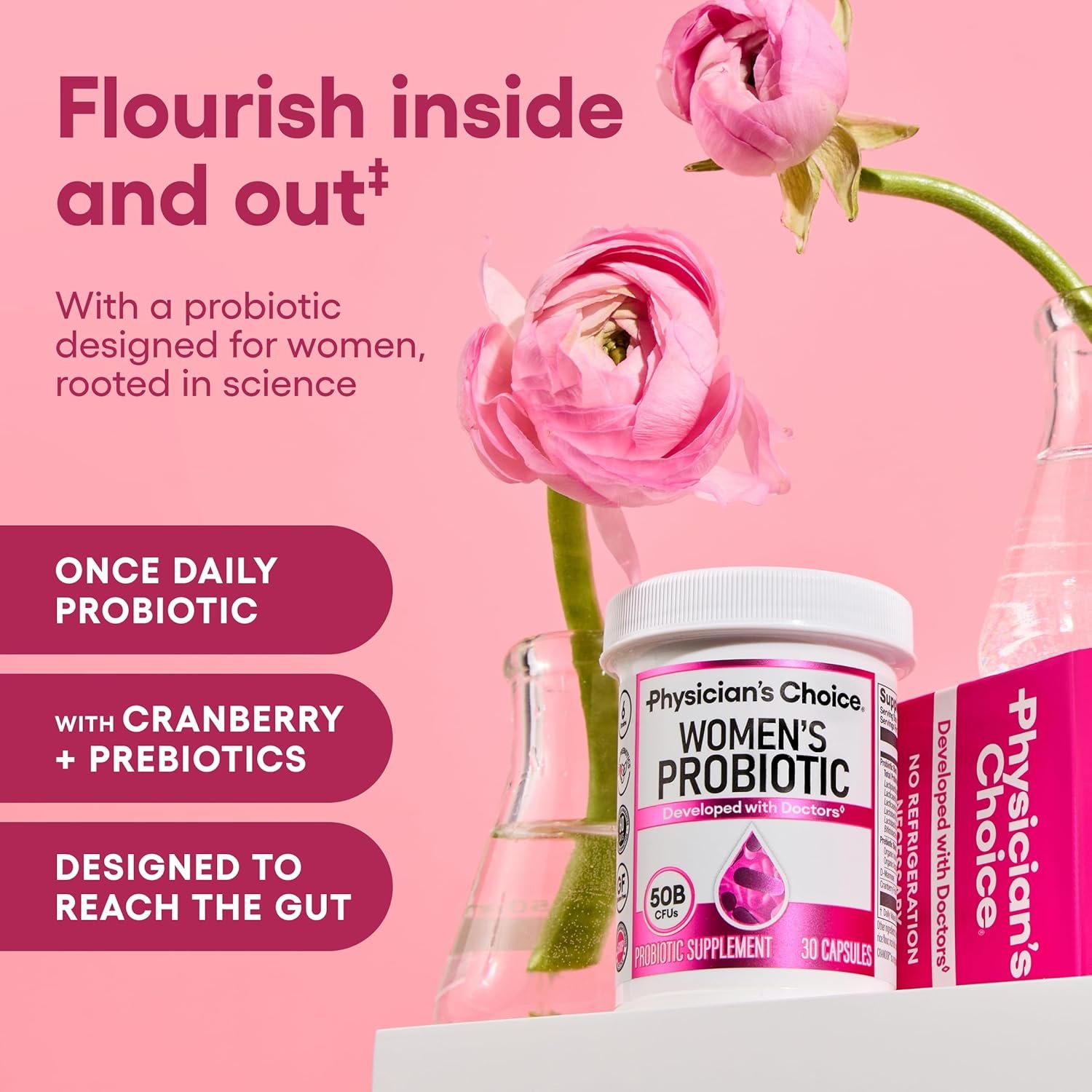 Physician's Choice Probiotics for Women - PH Balance, Digestive, UT, & Feminine Health - 50 Billion CFU - 6 Unique Strains for Women - Organic Prebiotics, Cranberry Extract+ - Womens Probiotic - 84 CT - Image 2