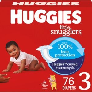 Huggies Size 3 Diapers, Little Snugglers Baby Diapers, Size 3 (16-28 lbs), 76 Count, Packaging May Vary