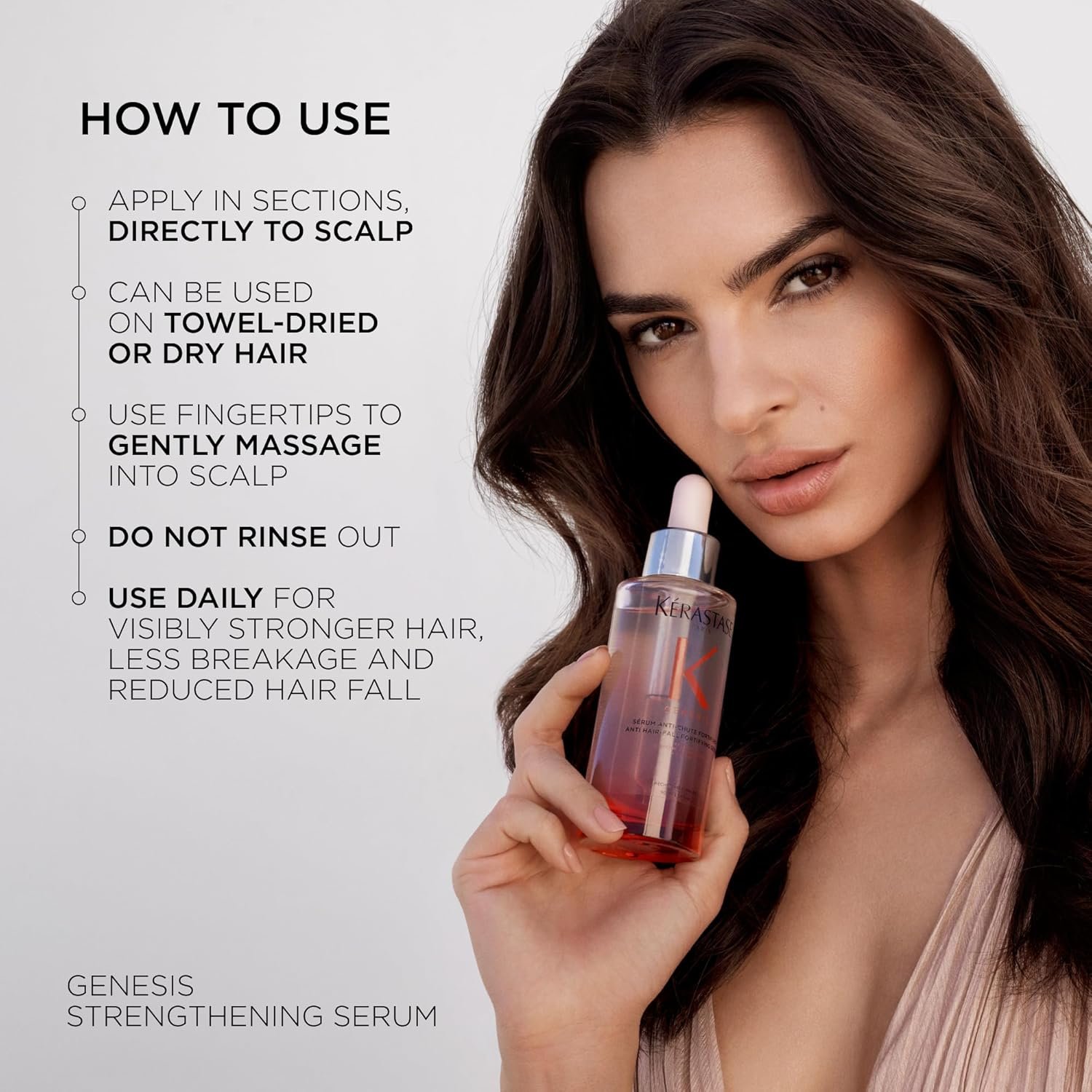 Kerastase Genesis Hair Serum | Daily Strengthening Treatment for Weak or Damaged Hair | Nourishes and Reinforces Hair | Anti-Breakage | Silicone-Free | For Weakened Hair | Serum Fortifiant - Image 4