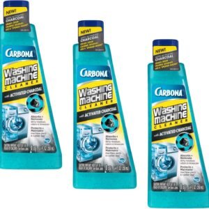 Carbona Washing Machine Cleaner with Activated Charcoal | Removes Odor-Causing Residues | Works in Standard & High Efficiency Washing Machines | 8.4 FL Oz, 3 Pack