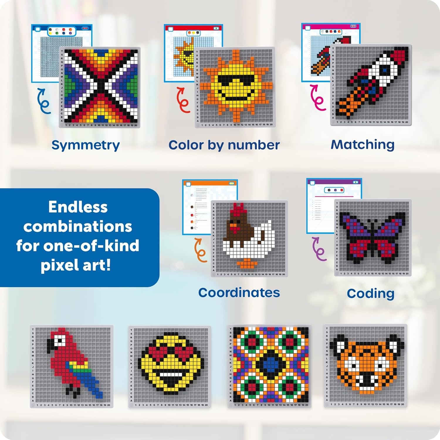Learning Resources STEM Explorers Pixel Art Pro - Critical Thinking, Math Manipulatives, Problem Solving Skills, Pattern Blocks, Brain Games, Montessori, Fine Motor Skills, Gifts for Boys and Girls - Image 4