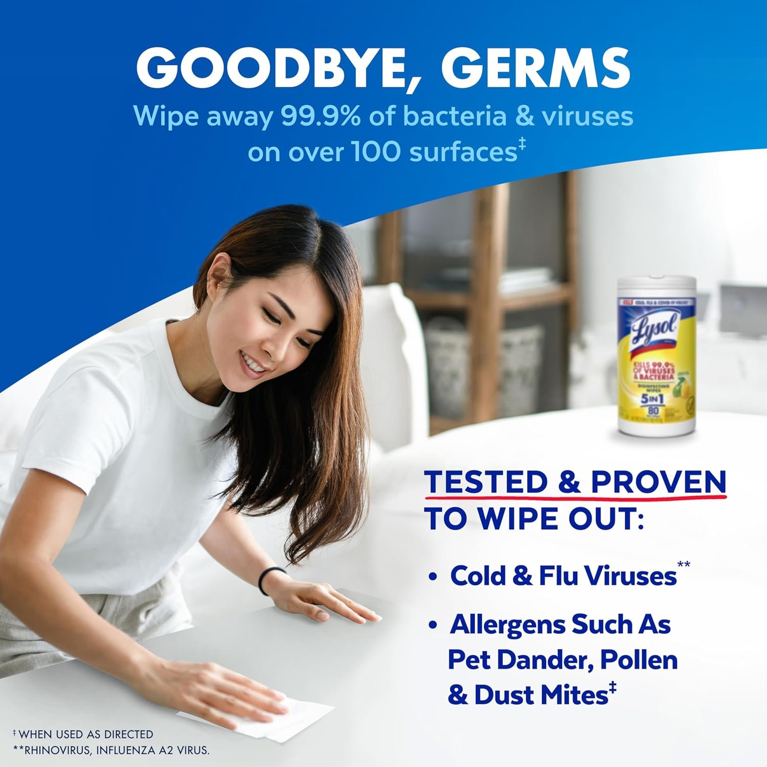 Lysol Disinfectant Wipes, Multi-Surface Antibacterial Cleaning Wipes, for Disinfecting and Cleaning, Lemon and Lime Blossom, 80 Count (Pack of 1) - Image 2