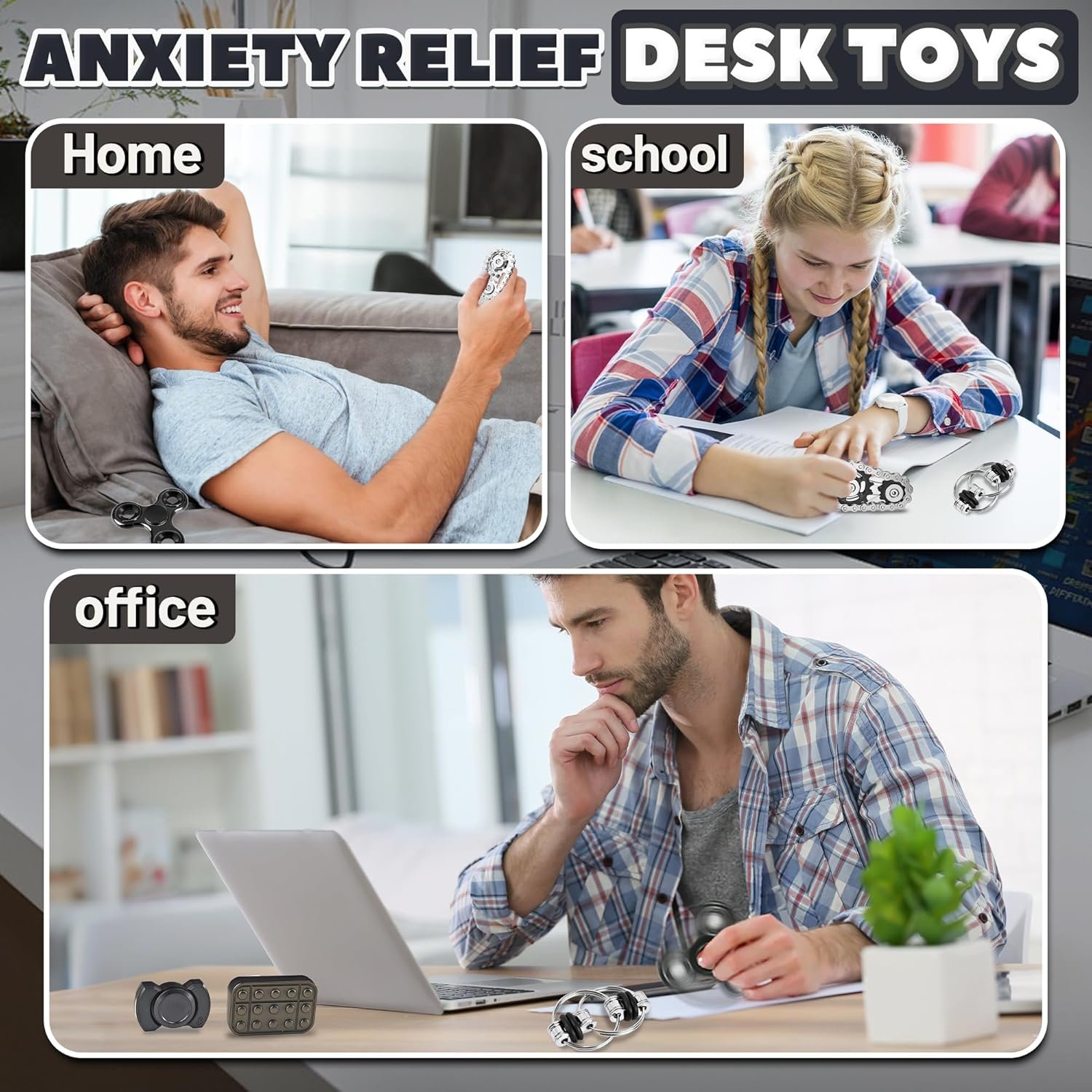 5 Pcs Fidget Toys Adults & Teen Metal Fidgets Spinner for Teens Boys Magnetic Slider Cool Gadgets Office Desk Toy Stress Relief Sensory Items Figette for Classroom Autism ADHD Anxiety Gifts - Image 5