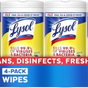 LYSOL Disinfecting Wipes, All Purpose Cleaner, Multi-Surface Antibacterial Cleaning Wipes, Household Cleaning Supplies, Dorm Essentials, Lemon & Lime Blossom Scent, 80 ct. (4 Pack)