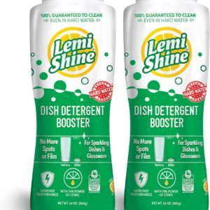 Lemi Shine Natural Dish Detergent Booster – Hard Water Stain Remover – Multi-Use Citric Acid Cleaner – 24 oz (2 Pack)