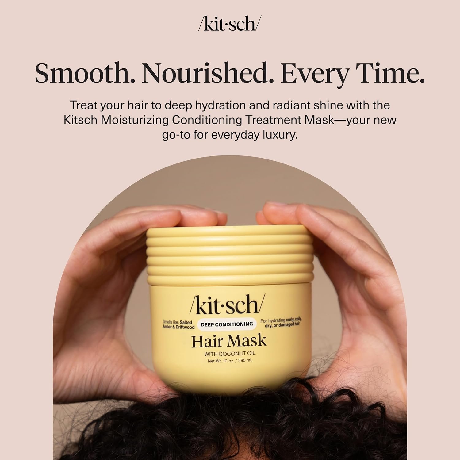 Kitsch Moisturizing Hair Mask for Damaged Hair – Coconut Oil Deep Conditioner for Women – Curly Hair Products Friendly – Frizz-Reducing Hair Care Treatment for Curly, Coily & All Hair Types – 10 oz - Image 7
