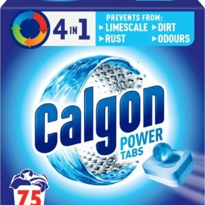 Calgon 4-in-1 Washing Machine Cleaner and Water Softener Tablets, 75 Count, Removes Limescale, Residue, Dirt, Rust & Malodours, Deep Clean, XL Pack Size