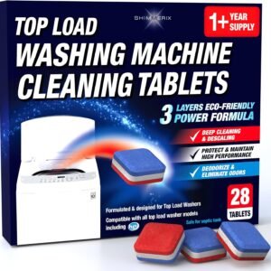 Washing Machine Cleaner Tablets 28 Pack for HE Top Load – Eco Friendly Washer Machine Cleaning Tablets – 3 Layers Septic Safe Wash Machine Full Deodorizer Descaler Protector – 1 Plus Year Supply