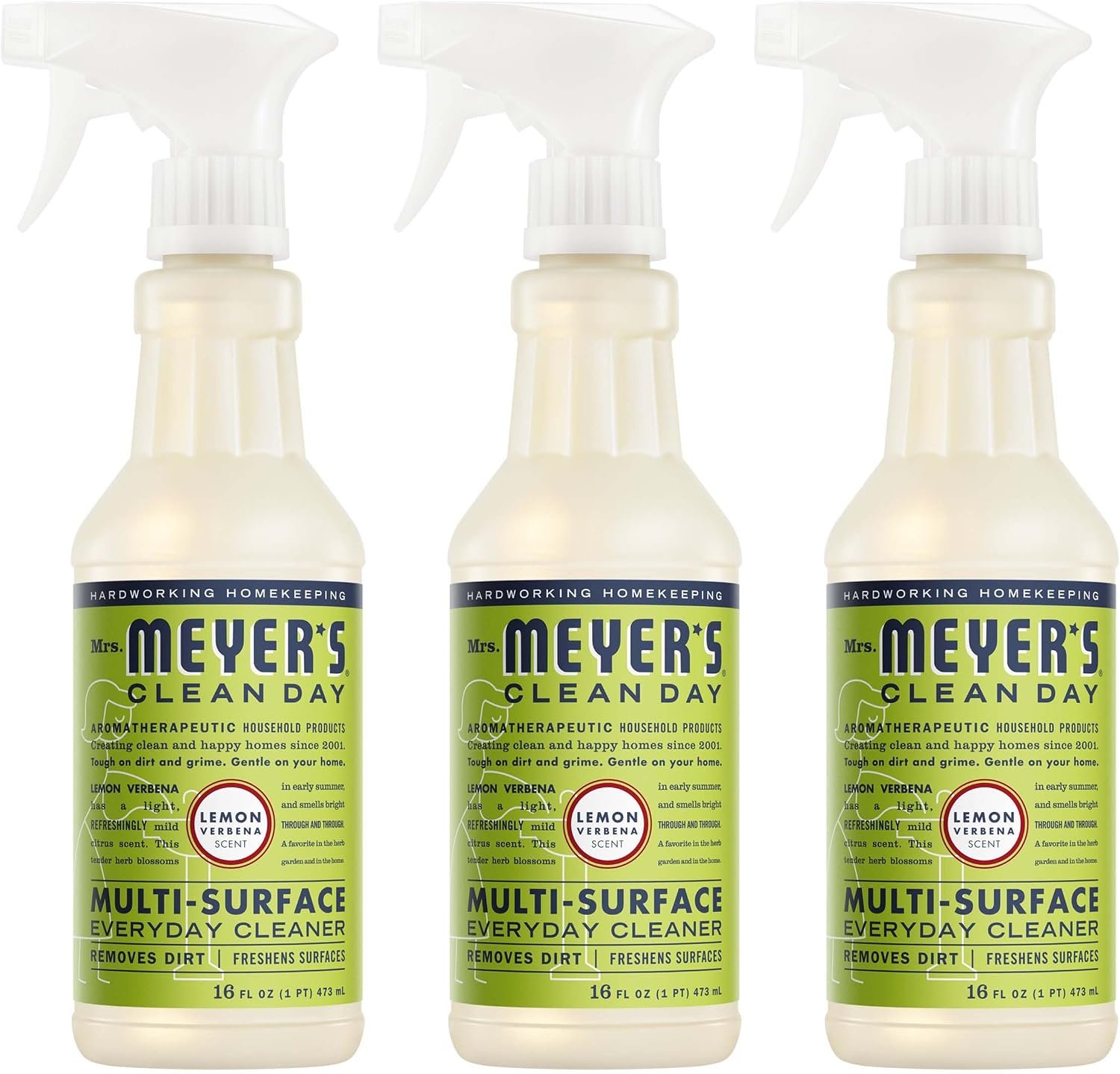 MRS. MEYER'S CLEAN DAY All-Purpose Cleaner Spray, Cruelty Free Formula, Lemon Verbena, 16 fl. oz - Pack of 3