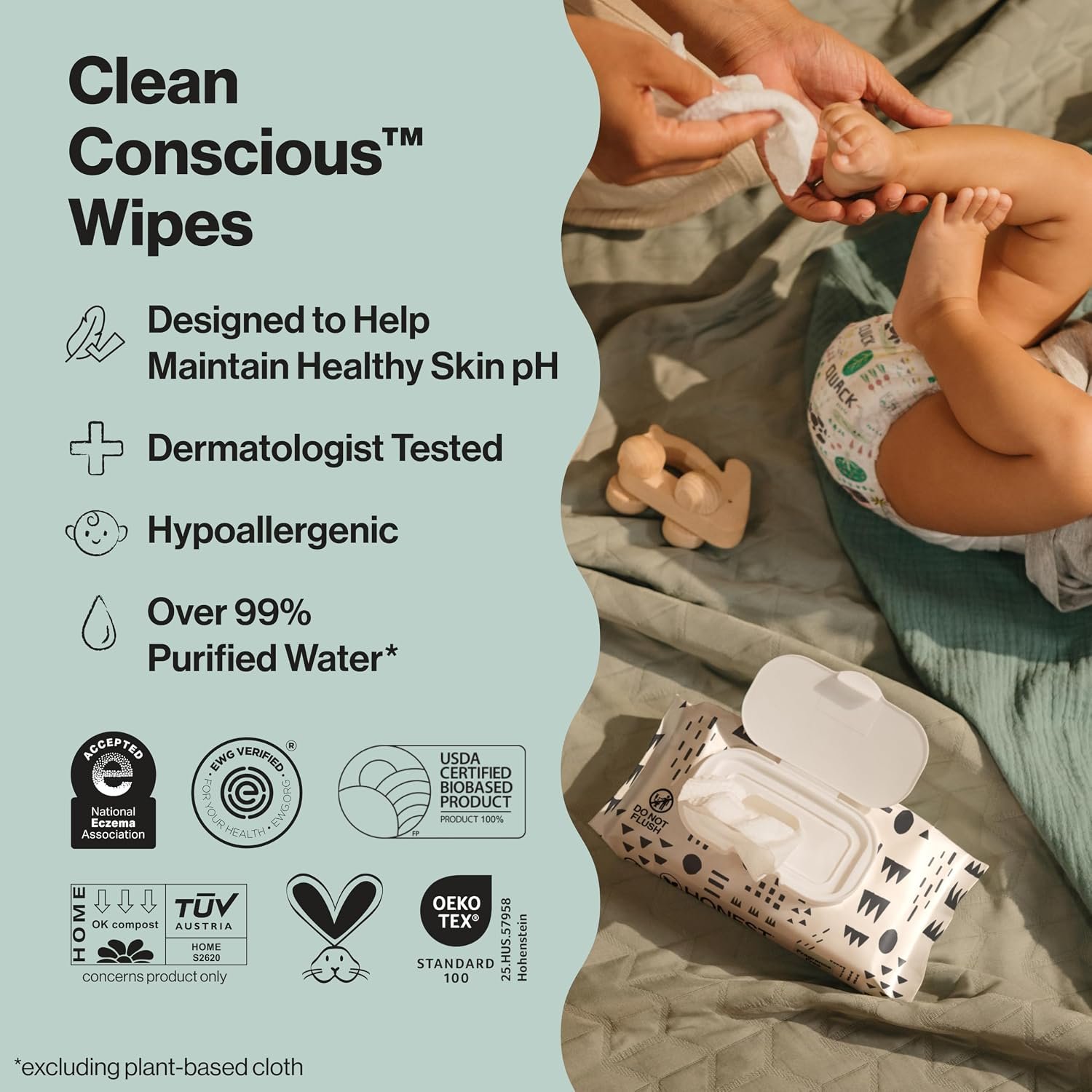 The Honest Company Baby Wipes for Sensitive Skin, Hypoallergenic, Fragrance-Free, Multi-Use, Pattern Play Design, 720 Count (10 Packs of 72) - Image 2