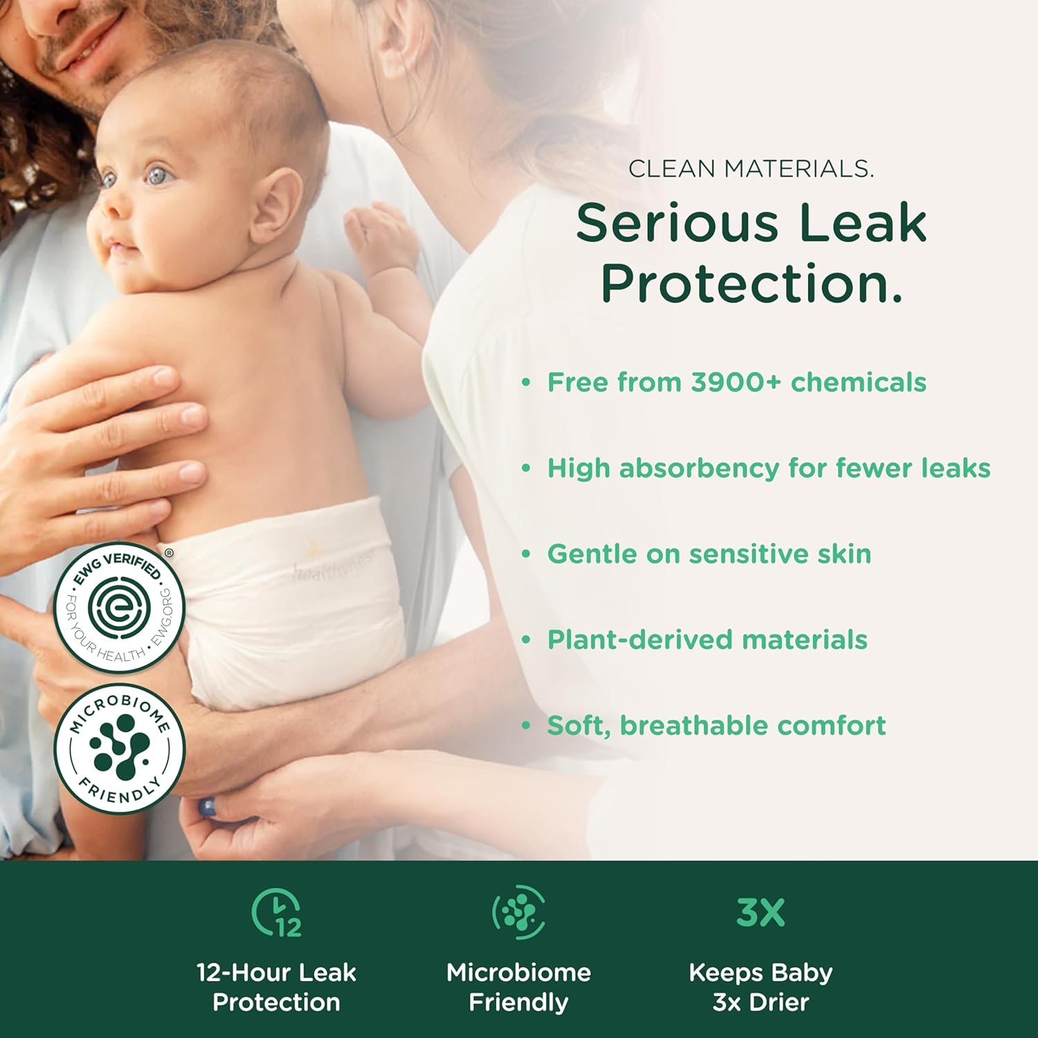 Our Diapers | The First EWG Verified & Microbiome-Friendly Diaper | Size 3 (16-28 lbs) 168 Count | 12-Hour Leak Protection | Made with Organic Cotton & Plant-Derived Materials | Totally Chlorine Free - Image 2