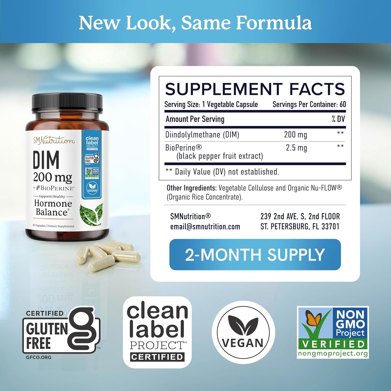 DIM Supplement 200 mg | Estrogen Balance for Women & Men | Hormonal Acne, Hormone Balance, Menopause & Antioxidant Support | Doctor-Formulated & Clean Label Project Certified Diindolylmethane | 60 Ct - Image 5