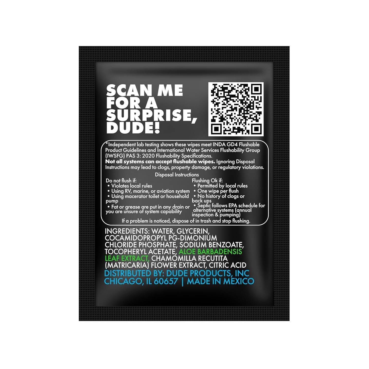 DUDE Wipes On-The-Go Unscented Travel Wipes - 30 Count (Individually Wrapped) - Extra-Large Adult Flushable Wipes for Sensitive Skin - Infused with Vitamin E and Aloe - Septic and Sewer Safe - Image 7