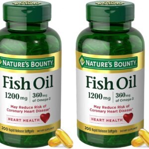 Nature’s Bounty Fish Oil Omega 3 Supplements – Supports Heart Health, 1200 Mg Fish Oil, Omega-3, 200 Softgels (Pack of 2)