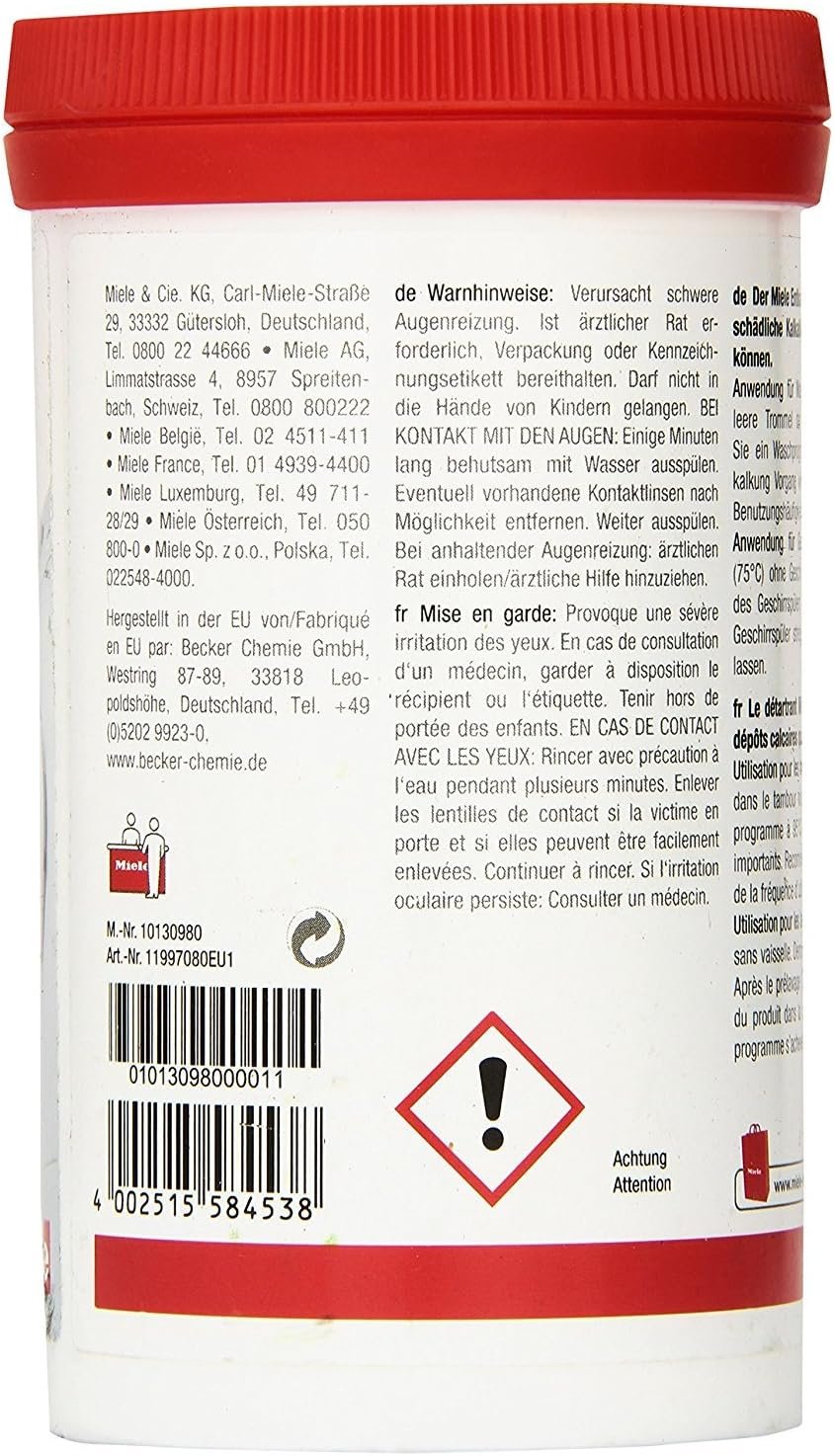 Miele Care Descaler Powder to clean and sanitize Washers, 09043380 - Image 2