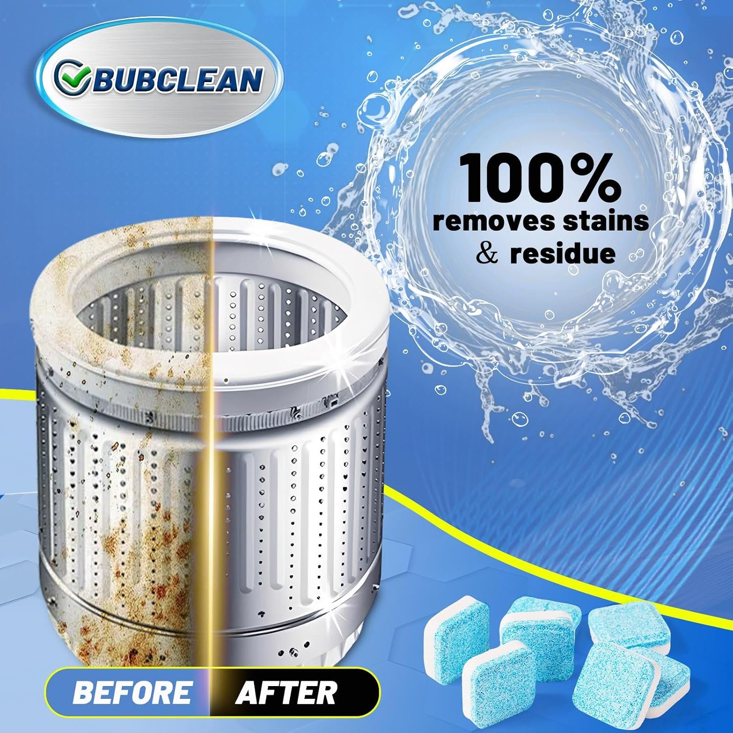 24 pack Washing Machine Cleaner Descaler, Deep Cleaning Tablets for Front Loader, Top Load & HE Washer, Septic Safe Odor & Water Buildup Removal, Clean Drum & Laundry Tub Seal - Image 3